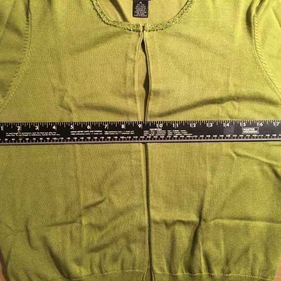 INC INTERNATIONAL CONCEPTS Beaded SPRING SUMMER Cardigan, GREEN, Size M - Picture 4 of 8